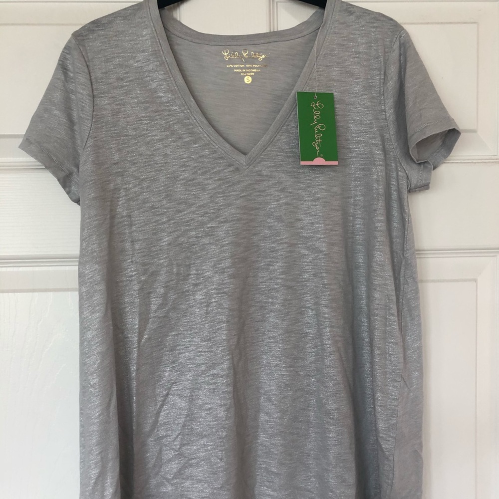 Lilly Pulitzer Seaspray Gray Etta Tee Shirt S NWT